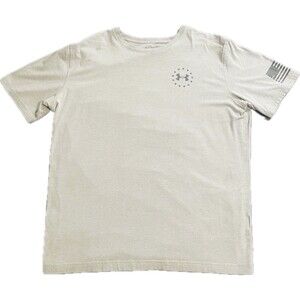 Men's Under Armour New Freedom Banner Flag T-Shirt Light Grey Size Large